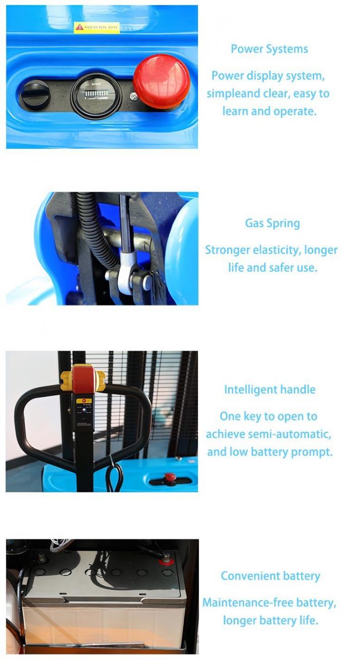 پیاده برقی استاکر استاکر 1200kg ظرفیت DC موتور استاکر استاکر استاکر 1